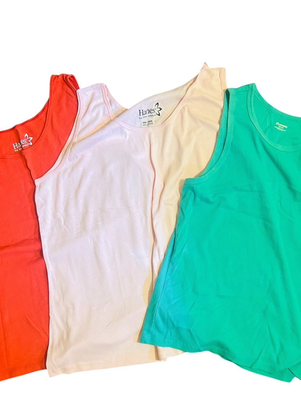Hanes Sleeveless Tanks in Red, Light Pink, and Teal XXL